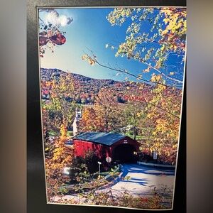 Fine Art Photography by Edward Warner “Autumn Covered Bridge” Signed, Matted